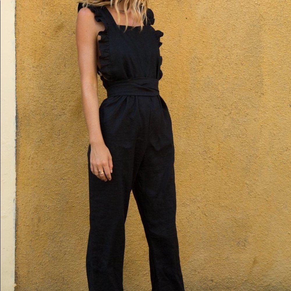 Posse Black Linen Jumpsuit